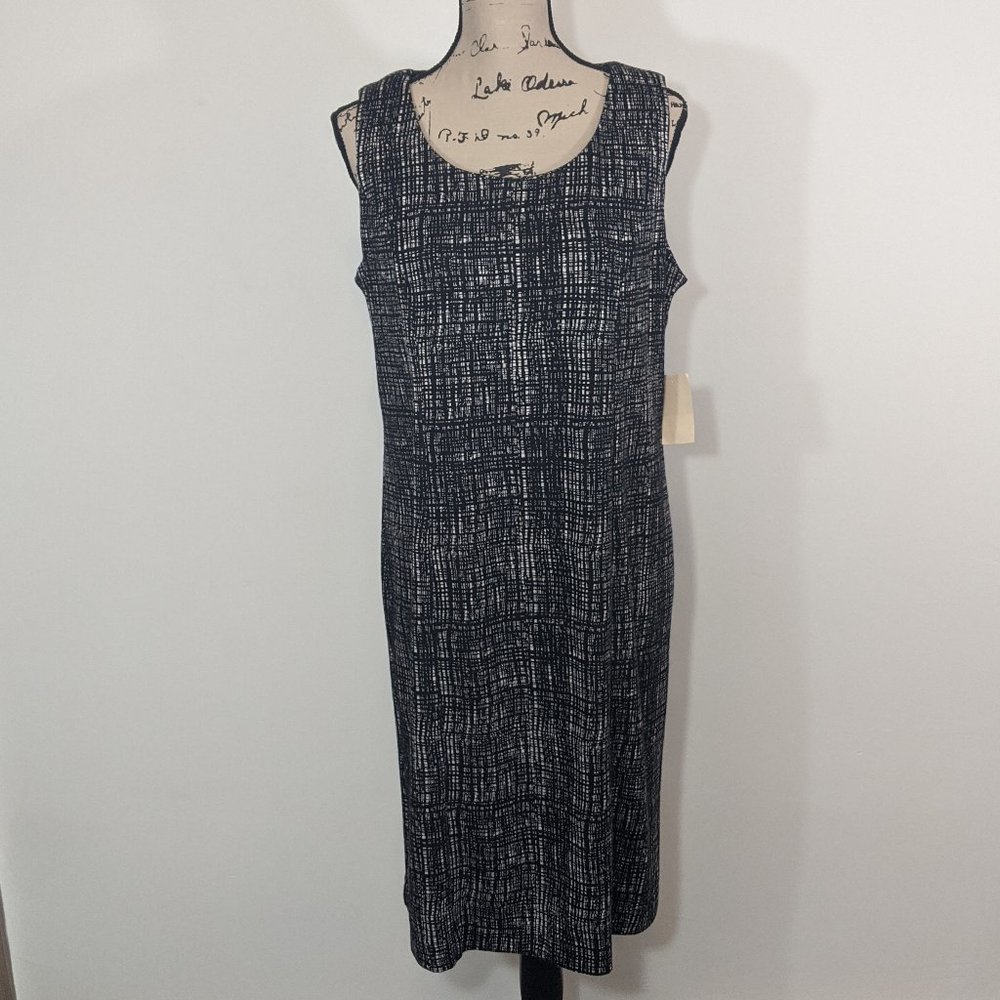 NWT Coldwater Creek Check Ponte Knit Dress Sleeveless Shift 14